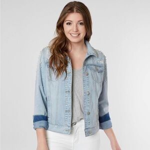 BKE Faux Pearl Denim Jacket